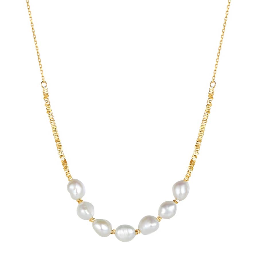 925 Silver Baroque Freshwater Pearl Necklace Collarbone Chain - main