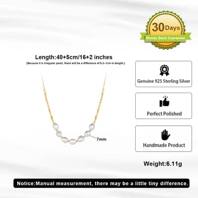 925 Silver Baroque Freshwater Pearl Necklace Collarbone Chain detail 5