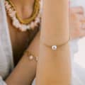 Dainty Freshwater Pearl Bracelet, 925 Sterling Silver 14K Natural Pearl 4