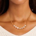 925 Sterling Silver 14K Gold Plated Collarbone Chain Natural Baroque Freshwater Pearl Necklace 2