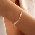 14K Gold Plated Natural Freshwater Pearl Bracelet, 925 Sterling Silver 2
