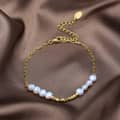14K Gold Plated Natural Freshwater Pearl Bracelet, 925 Sterling Silver 3