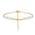 14K Gold Plated Natural Freshwater Pearl Bracelet, 925 Sterling Silver 5