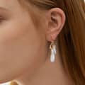 14K Gold Plated Luxury Biwa Pearl 925 Sterling Silver Natural Irregular Pearl Earrings 2
