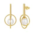 S925 Sterling Silver 14K Gold Plated Retro Baroque Pearl Stud Pendant Earrings 1