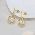 S925 Sterling Silver 14K Gold Plated Retro Baroque Pearl Stud Pendant Earrings 2