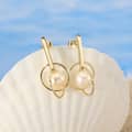 S925 Sterling Silver 14K Gold Plated Retro Baroque Pearl Stud Pendant Earrings 3