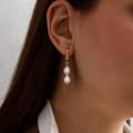 925 Silver Four-Leaf Clover Pearl Earrings 14K Gold Plated Freshwater Pearl 3