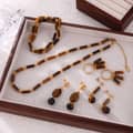 Tiger Eye Stone Waterproof Stainless Steel 18K Gold PVD Coating Jewelry Set 1