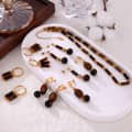 Tiger Eye Stone Waterproof Stainless Steel 18K Gold PVD Coating Jewelry Set 3