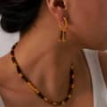 Tiger Eye Stone Waterproof Stainless Steel 18K Gold PVD Coating Jewelry Set 4
