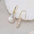 Wedding Bridal Stud Earrings Baroque Mabe Pearl 925 Silver Gold Plated 1