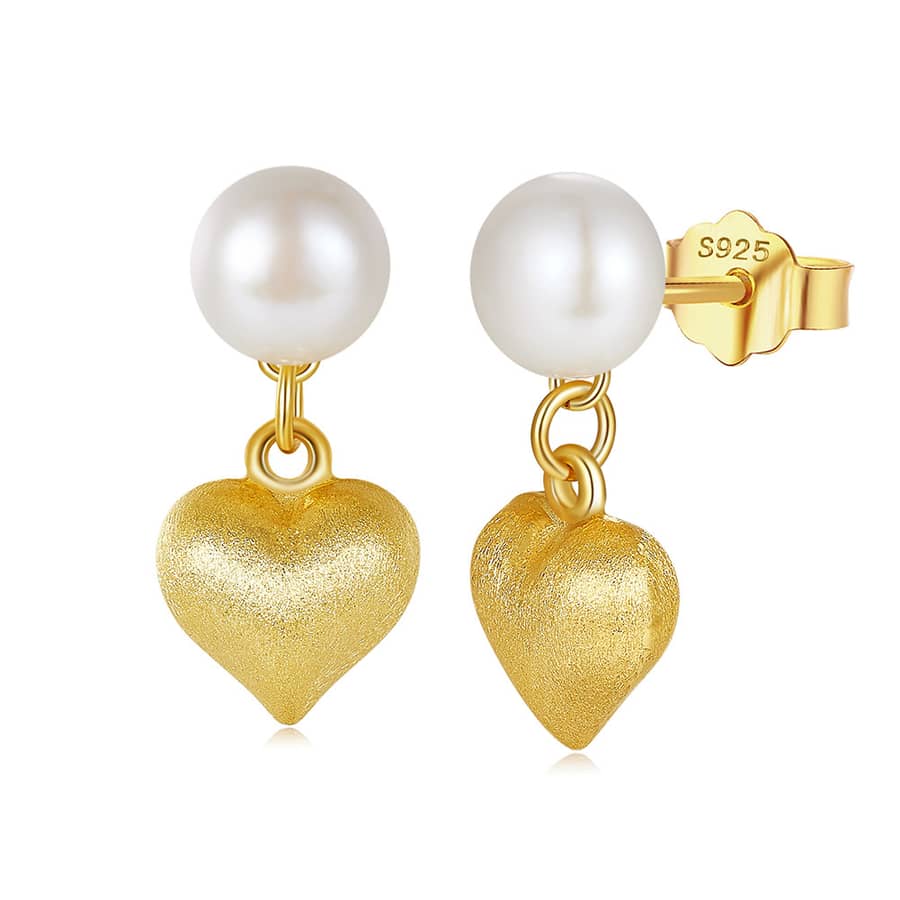 14K Gold Plated 925 Sterling Silver Freshwater Baroque Pearl Trendy Stud Earrings White - main