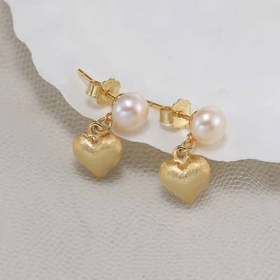 14K Gold Plated 925 Sterling Silver Freshwater Baroque Pearl Trendy Stud Earrings White detail 4