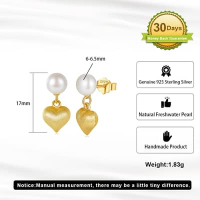 14K Gold Plated 925 Sterling Silver Freshwater Baroque Pearl Trendy Stud Earrings White detail 5