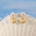 Vintage Trendy 14K Gold Plated Heart Shape Pearl Pendant Earrings 2