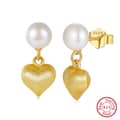 Vintage Trendy 14K Gold Plated Heart Shape Pearl Pendant Earrings 5