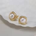 6mm Freshwater Cultured Pearl 14K Gold Plated White Genuine Natural Pearl Stud Earrings 2