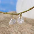 14K Gold Plated Luxury Baroque Pearl 925 Sterling Silver Real Natural Irregular Pearl Earrings 3