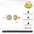 Minimalist 925 Sterling Silver Freshwater Pearl Stud Earrings 14K Gold Plated 4