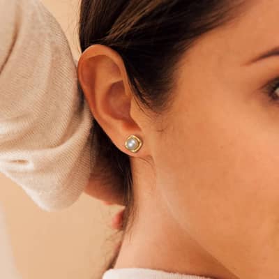 14K Gold Plated Pearl Dangle Stud Earrings Set Fashionable Freshwater Pearl detail 4