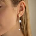 14K Gold Plated Pearl Dangle Stud Earrings Set Fashionable Freshwater Pearl 5