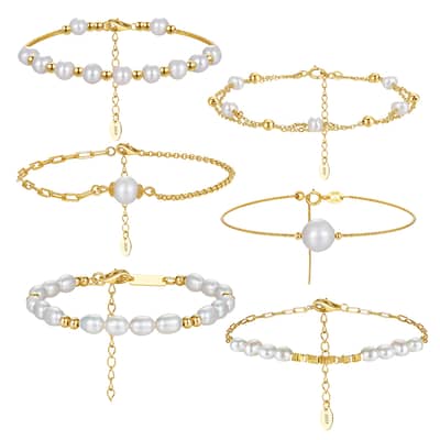Vintage Freshwater Pearl Chain Bracelet Set detail 5