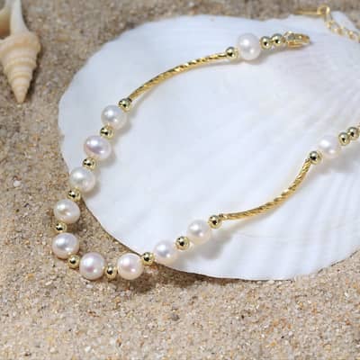 Vintage Freshwater Pearl Chain Bracelet Set detail 6
