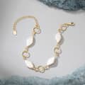 Baroque Pearl 925 Sterling Silver Gold Plated Chain Bracelet Elegant Natural Freshwater Pearl 2