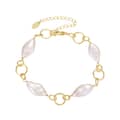 Baroque Pearl 925 Sterling Silver Gold Plated Chain Bracelet Elegant Natural Freshwater Pearl 6
