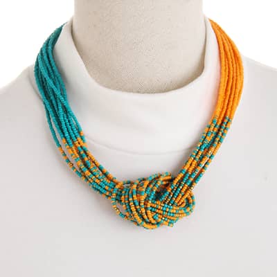 Bohemian Hand-woven Seed Necklace Winding Series Clavicle Chain Design detail 1