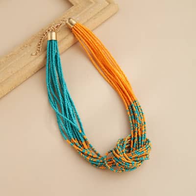 Bohemian Hand-woven Seed Necklace Winding Series Clavicle Chain Design detail 2