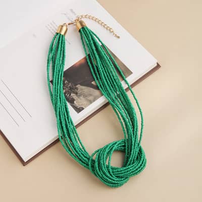 Bohemian Hand-woven Seed Necklace Winding Series Clavicle Chain Design detail 5