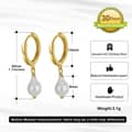 925 Sterling Silver Cultured Freshwater Pearl Drop Small Hoop Earrings 14K Gold Plated 3