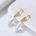 Luxury Vintage Irregular Baroque Freshwater Pearl 925 Sterling Silver 14K Gold Plated Cuban Link Drop Earrings 1