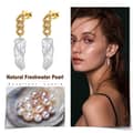 Luxury Vintage Irregular Baroque Freshwater Pearl 925 Sterling Silver 14K Gold Plated Cuban Link Drop Earrings 2