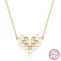 Luxury Shell Pearl Bead Necklace with Heart Charm Pendant, 14K Gold Plated 925 Sterling Silver 5