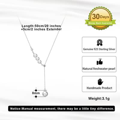 Genuine Freshwater Baroque Pearls 925 Sterling Silver Adjustable Necklace detail 4