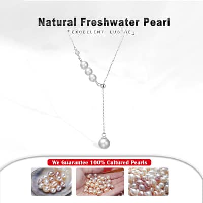 Genuine Freshwater Baroque Pearls 925 Sterling Silver Adjustable Necklace detail 5