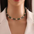 Natural Stone Necklace Waterproof Stainless Steel 18K Gold Plated PVD Coated Agate 4