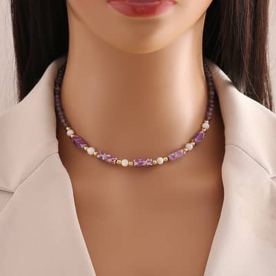 Natural Stone Necklace Waterproof Stainless Steel 18K Gold Plated PVD Coated Agate detail 5