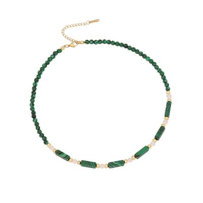 Natural Stone Necklace Waterproof Stainless Steel 18K Gold Plated PVD Coated Agate detail 6