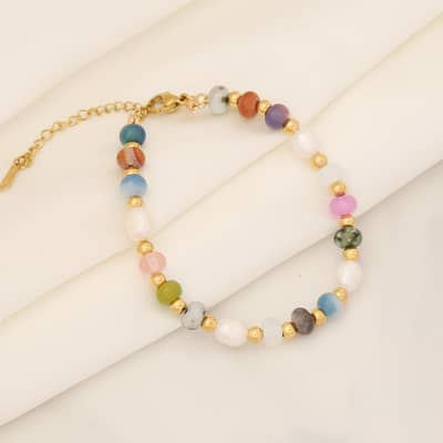 Natural Stone Freshwater Pearl Necklace Set Waterproof Stainless Steel PVD Coated detail 4