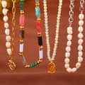 Natural Stone Necklace Waterproof Stainless Steel PVD Coated Freshwater Pearl 2