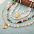 Natural Stone Necklace Waterproof Stainless Steel PVD Coated Freshwater Pearl 4