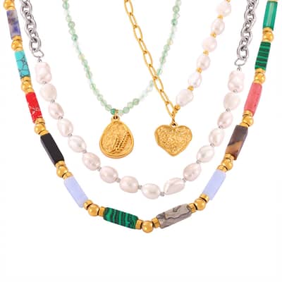 Natural Stone Necklace Waterproof Stainless Steel PVD Coated Freshwater Pearl detail 5