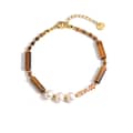 Natural Stone Handmade Beads Stainless Steel Bracelet Pearl 18K PVD Coated 1