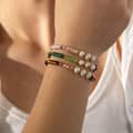 Natural Stone Handmade Beads Stainless Steel Bracelet Pearl 18K PVD Coated 3