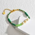Natural Stone Handmade Beads Stainless Steel Bracelet Pearl 18K PVD Coated 5
