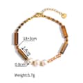 Natural Stone Handmade Beads Stainless Steel Bracelet Pearl 18K PVD Coated 6